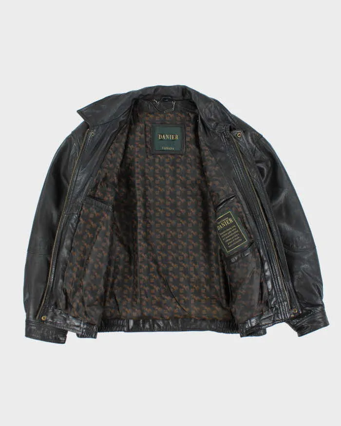 Vintage Danier Black Leather Bomber Jacket - L sold by Rokit product image thumbnail 5