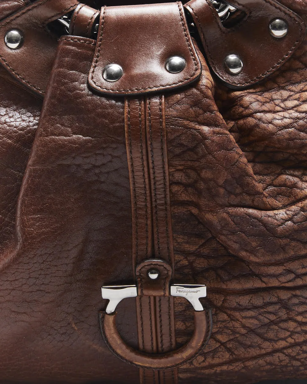 Vintage Salvatore Ferragamo Brown Leather Handbag sold by Rokit product image thumbnail 4