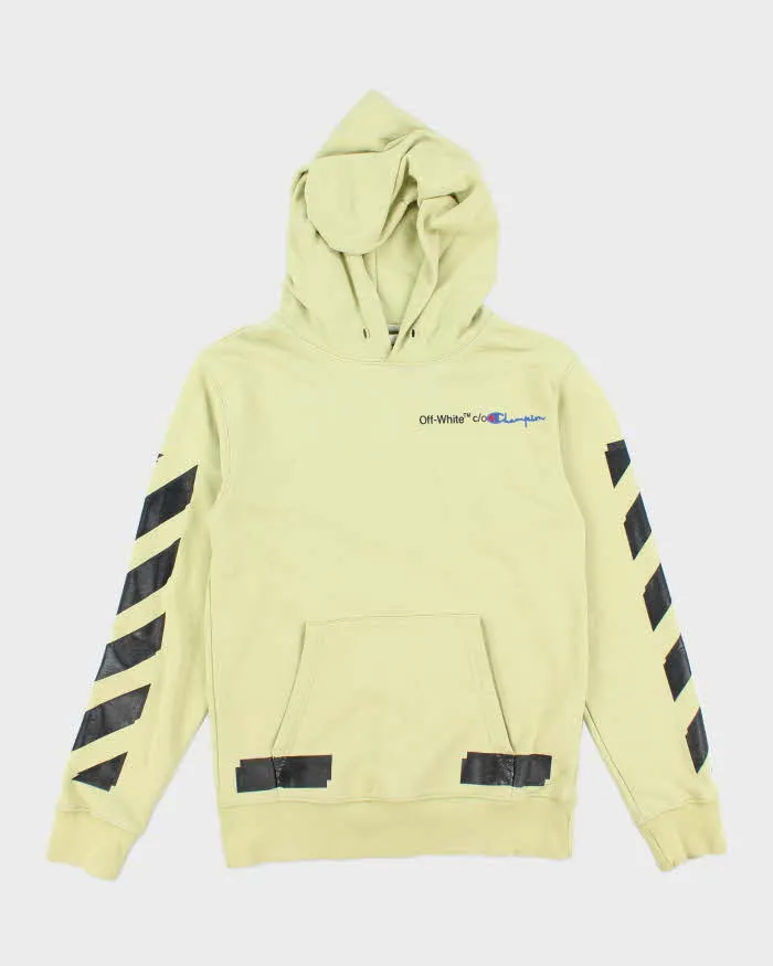 Off White x Champion Embroidered Graphic Print Hoodie - S sold by Rokit