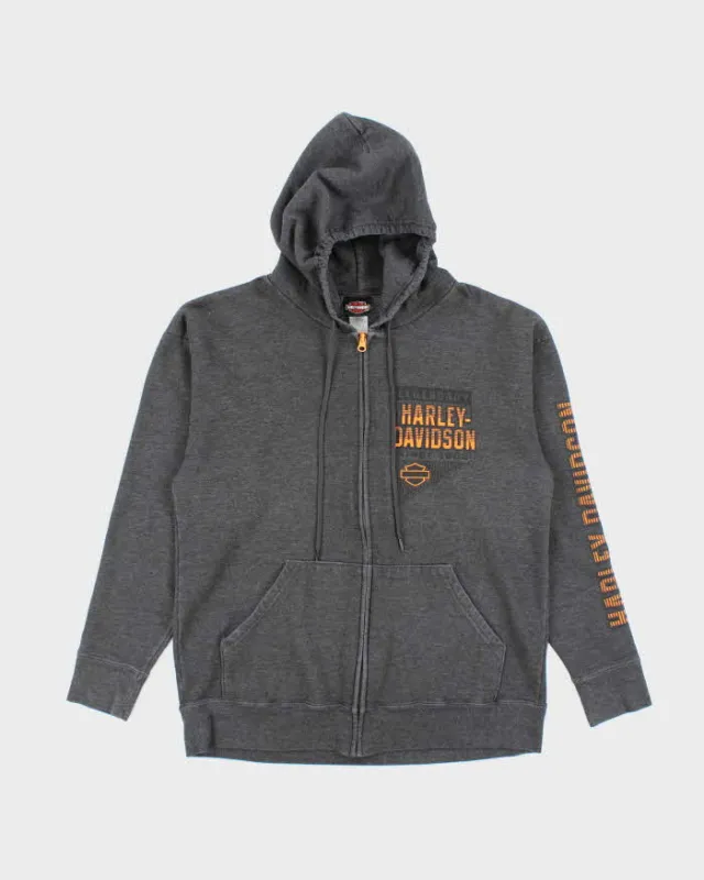 Vintage Y2K Harley Davidson Graphic Print Zip Up Hoodie - M sold by Rokit