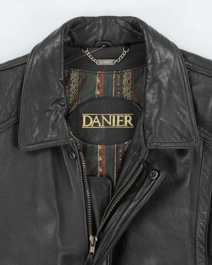 Vintage Danier Black Leather Bomber Jacket - S sold by Rokit product image thumbnail 3