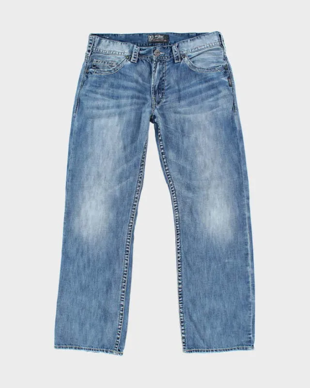 Vintage Y2K Silver Gothic Style Relaxed Fit Jeans - W36 L32 sold by Rokit