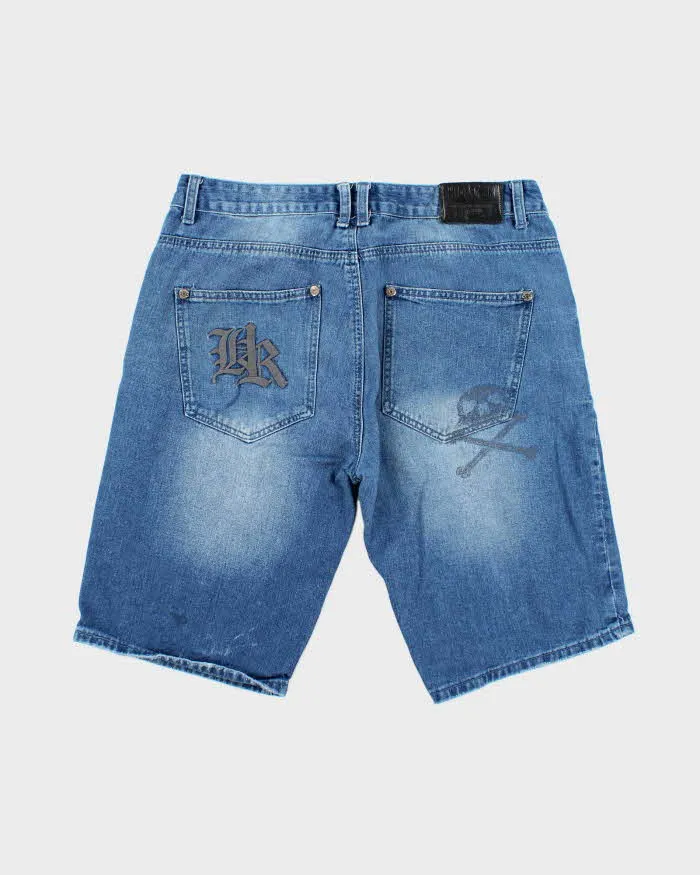 Vintage Y2K Headrush Gothic Embroidered Medium Wash Denim Shorts - W34 L11 sold by Rokit product image thumbnail 2