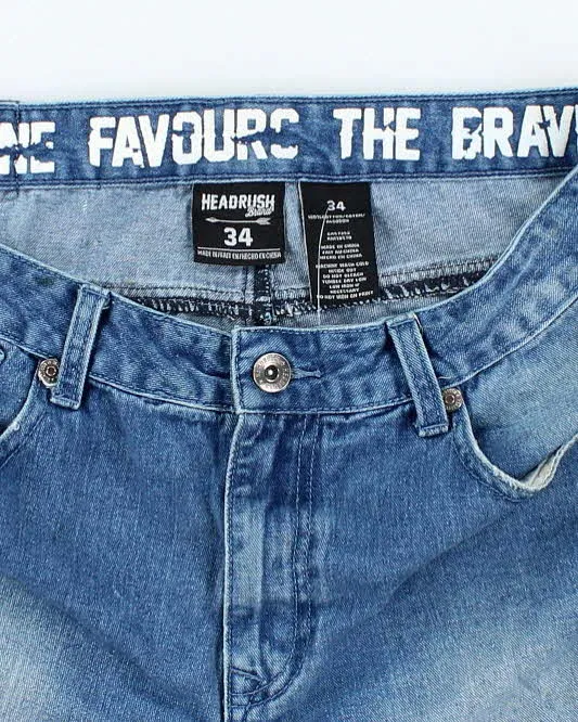 Vintage Y2K Headrush Gothic Embroidered Medium Wash Denim Shorts - W34 L11 sold by Rokit product image thumbnail 5