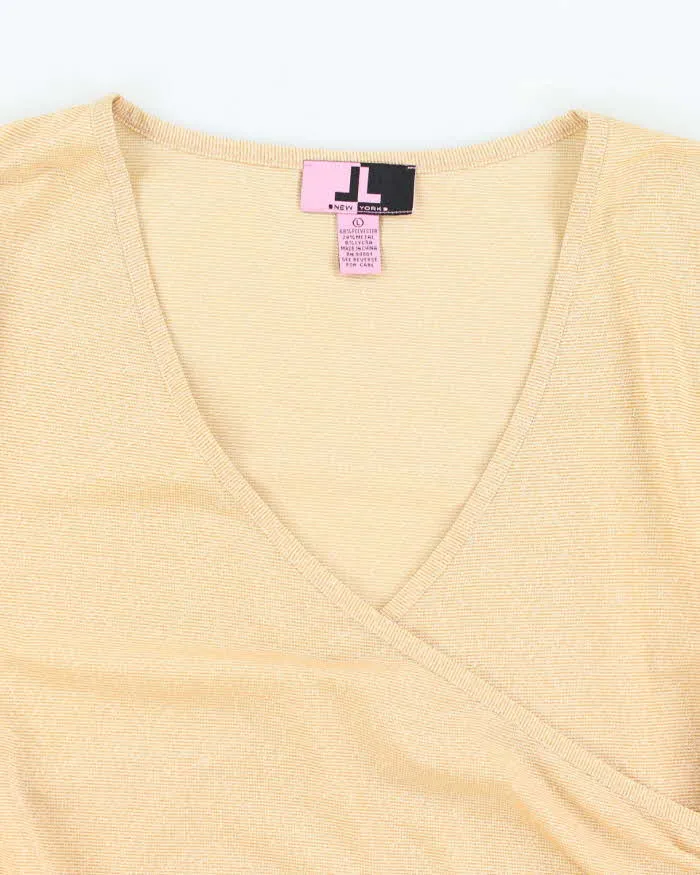 Vintage Y2k 00s LL Gold Sparkly Wrap Top - L sold by Rokit product image thumbnail 3