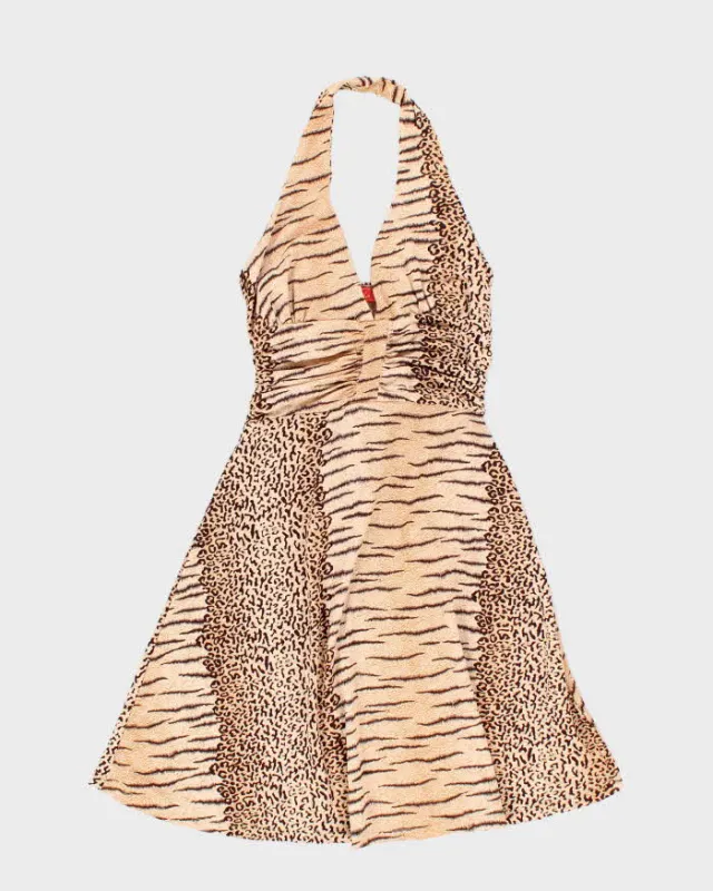 Vintage Y2k 00s Niche Animal Print Halter Dress - XS sold by Rokit