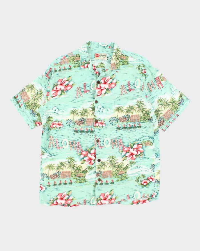 Vintage 90s Hilo Hatties Hibiscus Flower Pattern Hawaiian Shirt - L sold by Rokit