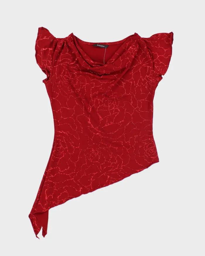 Vintage Y2k 00s Mariposa Cowl Neck Asymmetric Hem Top - M sold by Rokit