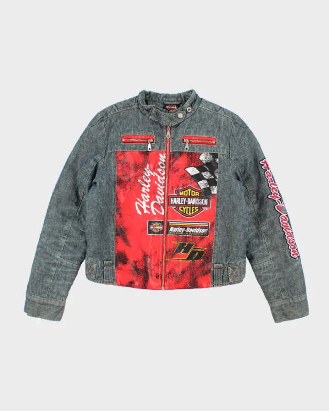 Vintage 90s 00s Harley Davidson Denim Biker Jacket - S sold by Rokit