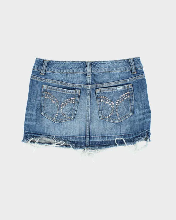 Vintage Y2k 00s Celebrity Pink Rhinestone Denim Mini Skirt - XS sold by Rokit product image thumbnail 2