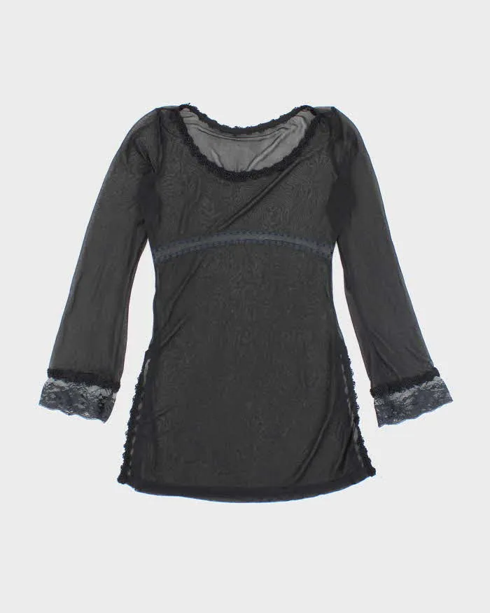 Vintage Y2k 00s Witchy Long Sleeve Mesh Top - S sold by Rokit