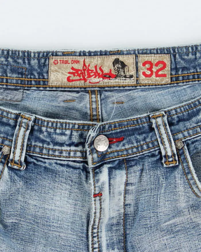 Vintage Y2K Tribal Wide Leg Embroidered Denim Shorts - W32 L12 sold by Rokit product image thumbnail 5