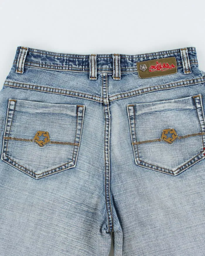 Vintage Y2K Tribal Wide Leg Embroidered Denim Shorts - W32 L12 sold by Rokit product image thumbnail 4