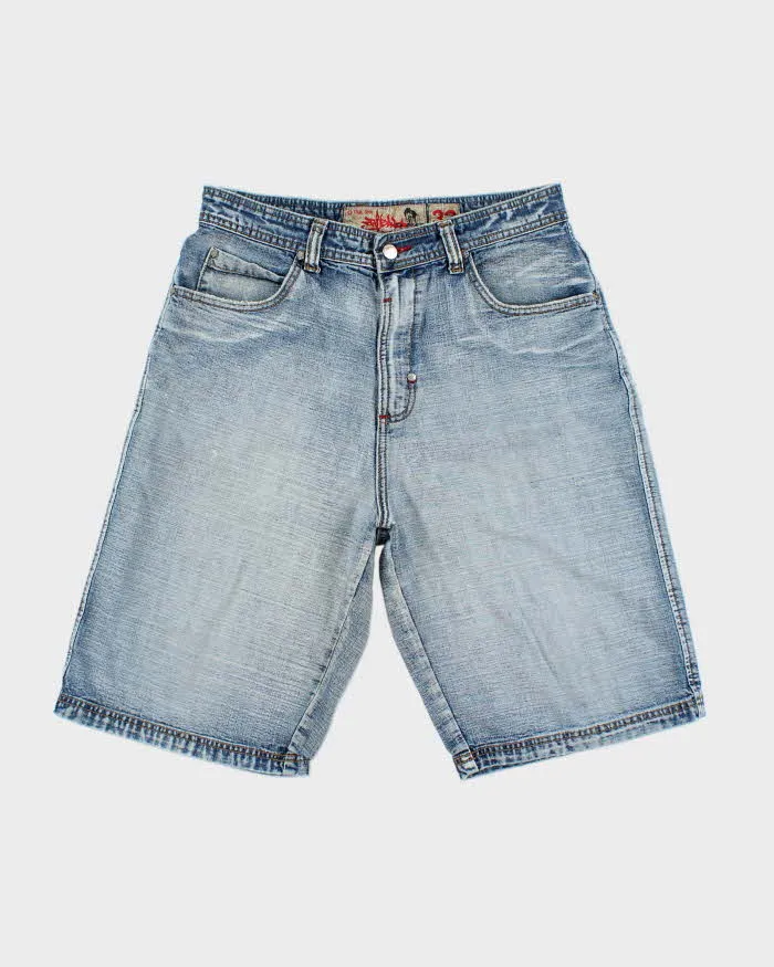 Vintage Y2K Tribal Wide Leg Embroidered Denim Shorts - W32 L12 sold by Rokit