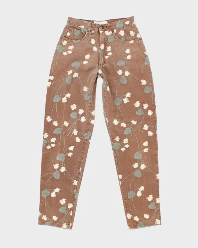 Blumarine Brown Floral Print Trousers - S sold by Rokit