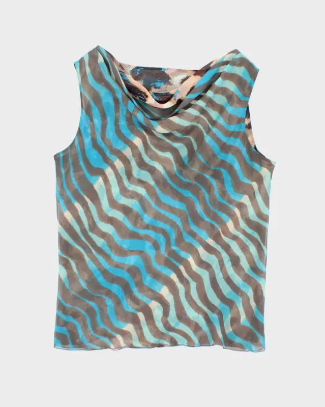 Vintage Y2k 00s Double Mesh Reversible Cowl Neck Top - M sold by Rokit