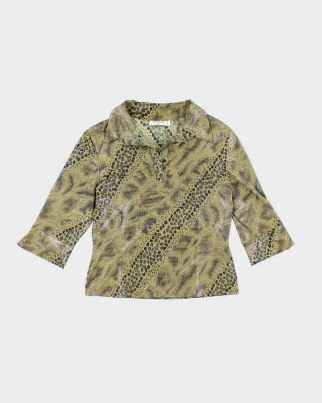 Vintage Y2k 00s PoloParis Shiny Animal Print Top - M sold by Rokit