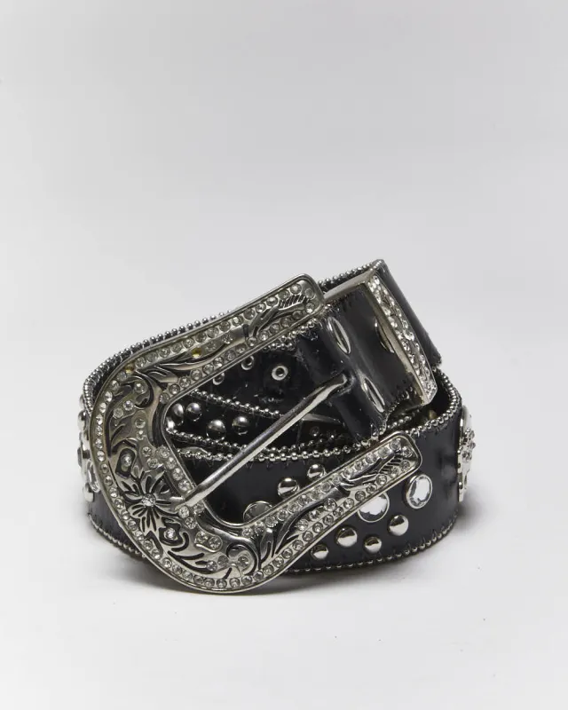 Vintage Y2k 00s Skull And Cross Bones Rhinestone Belt - W30-W34 sold by Rokit