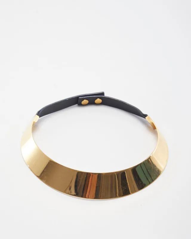 Gucci Leather and Brass Choker Necklace sold by Rokit