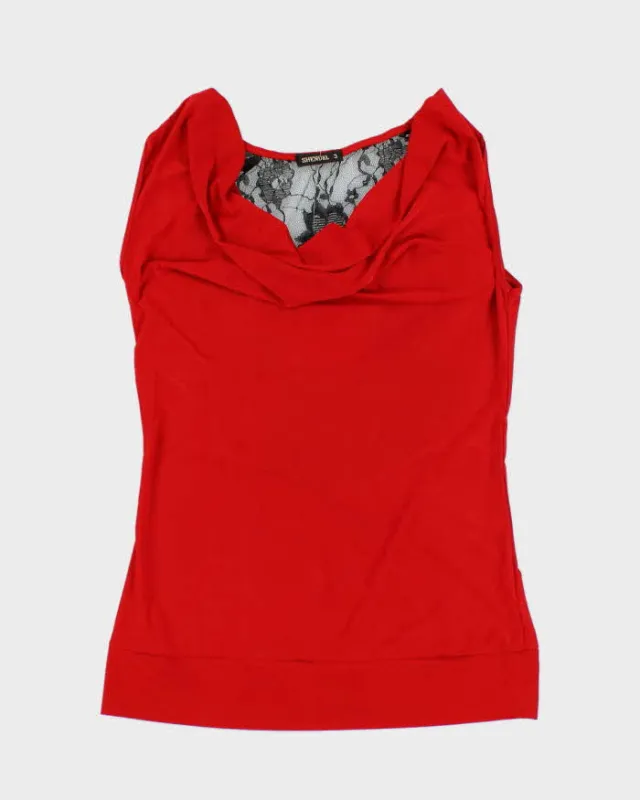 Vintage Y2k 00s Shendel Lace Back Cowl Neck Top - S sold by Rokit