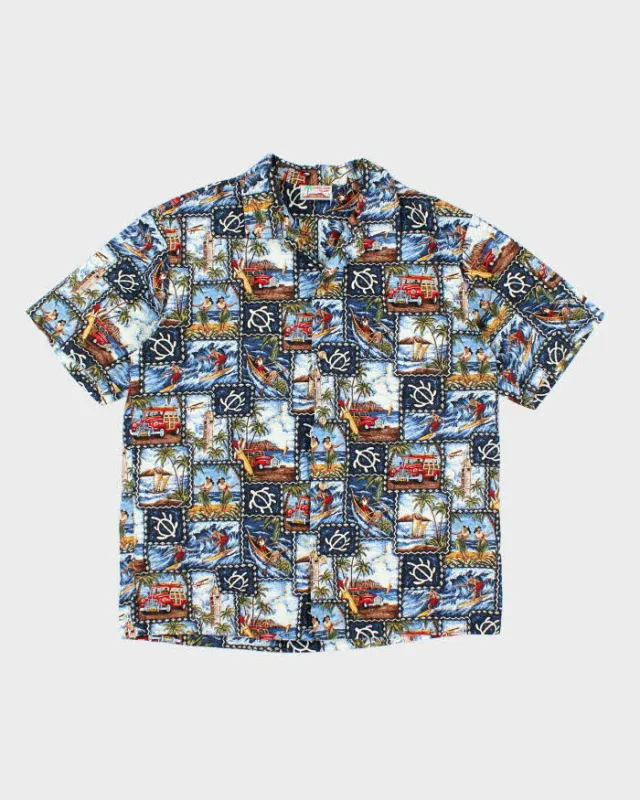 Vintage 90s Evergreen Island Theme Pattern Hawaiian Shirt - L sold by Rokit
