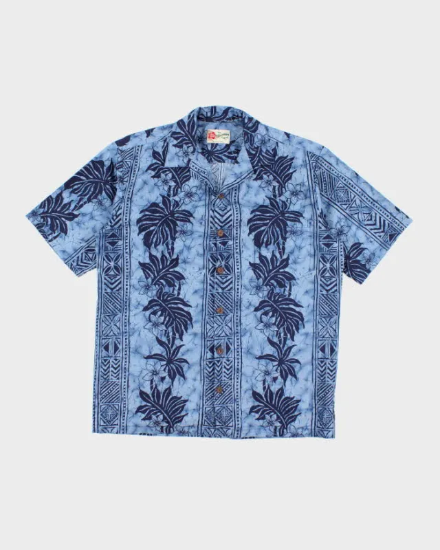 Vintage 90s Hilo Hatties Blue Pattern Hawaiian Shirt - M sold by Rokit