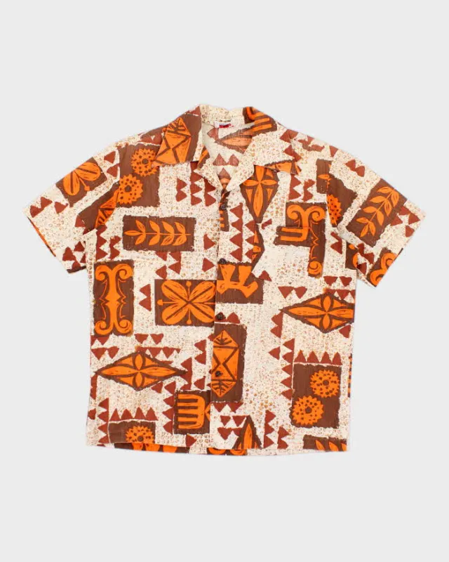 Kilauea Brown and Orange Pattern Hawaiian Shirt - S sold by Rokit