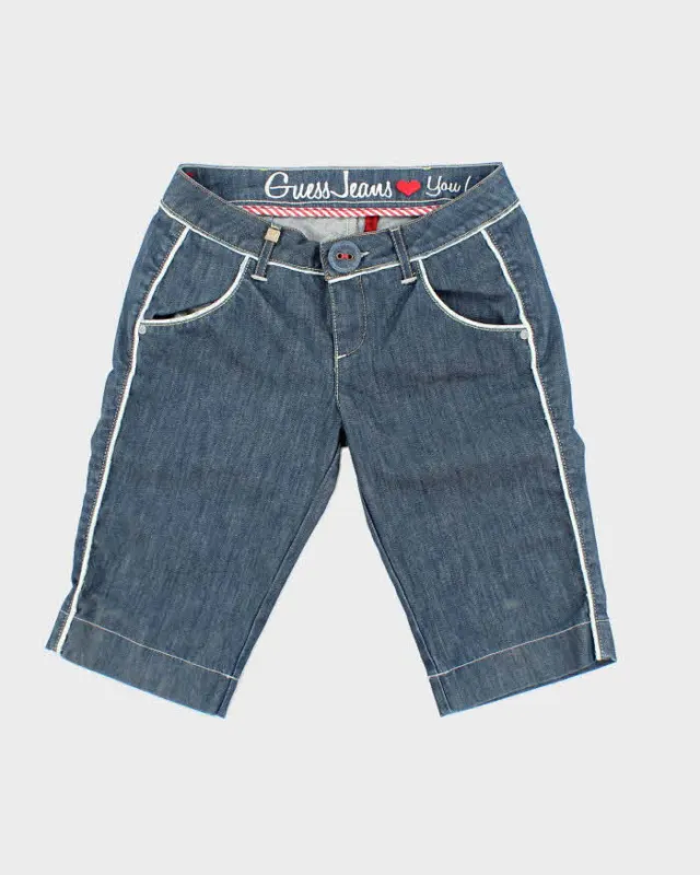 Guess Jeans Denim and White Piping Jean Shorts - S sold by Rokit
