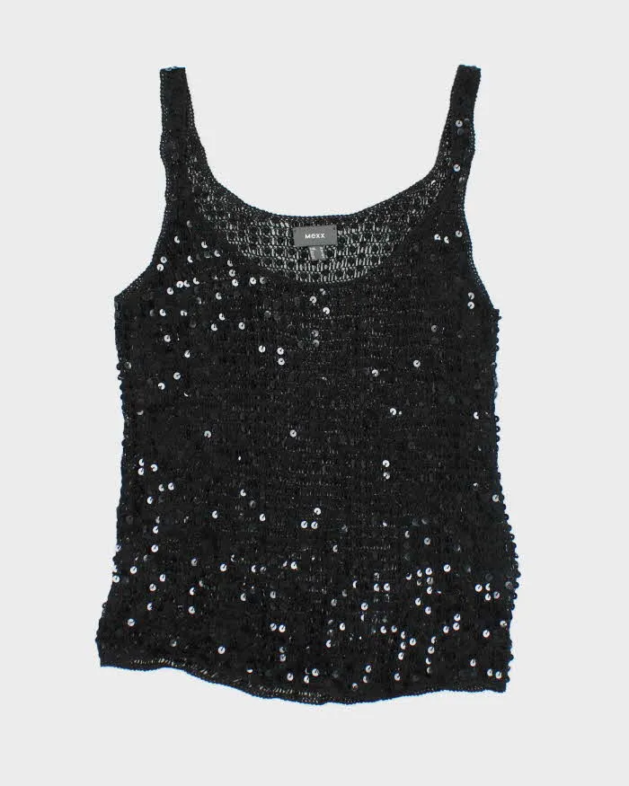 Vintage Y2k 00s Mexx Black Sequin Crochet Top - M sold by Rokit