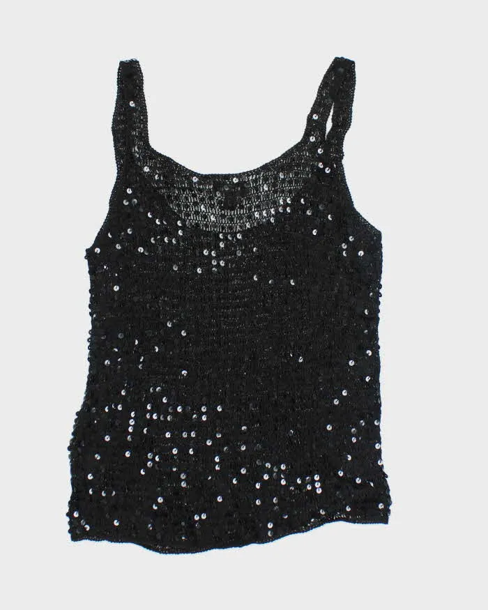 Vintage Y2k 00s Mexx Black Sequin Crochet Top - M sold by Rokit product image thumbnail 2