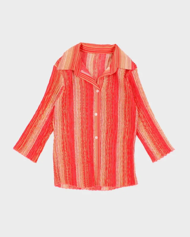 Vintage 90s Plisse Stripe Blouse - S sold by Rokit