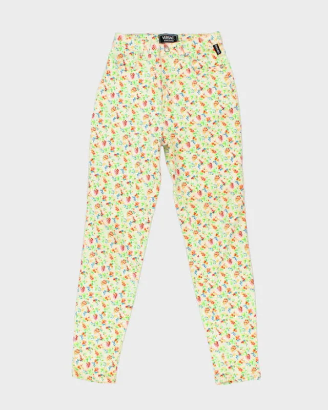 Vintage 90s Versace Floral Jeans - W26 L29 sold by Rokit