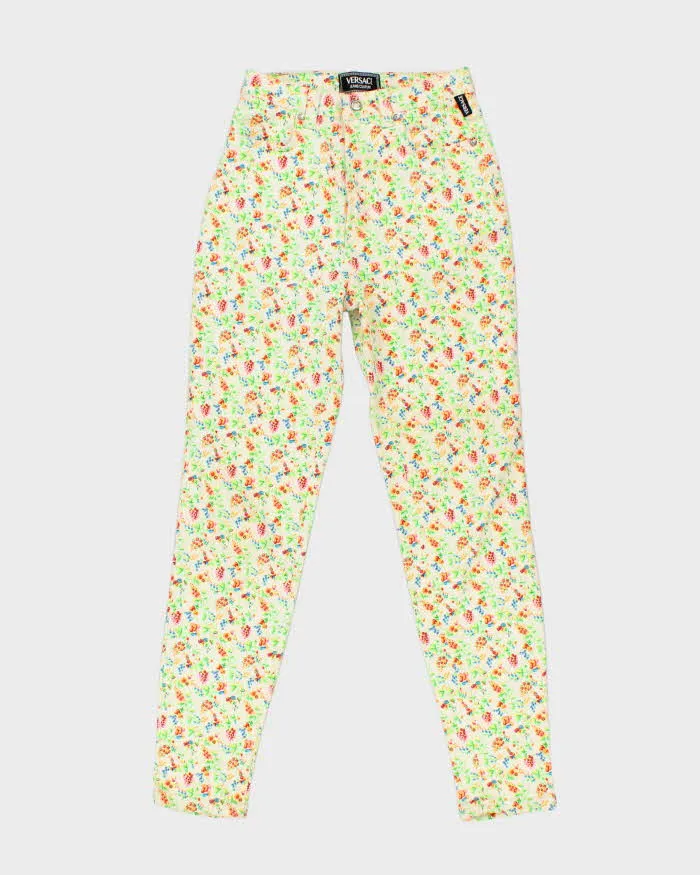 Vintage 90s Versace Floral Jeans - W26 L29 sold by Rokit