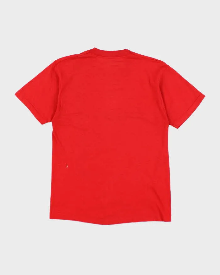 Vintage 90s Red Screen Stars Cougars Jet Print T-Shirt - M sold by Rokit product image thumbnail 2