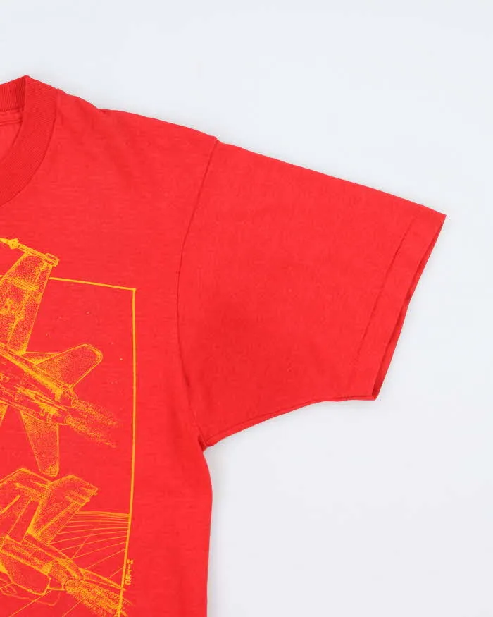Vintage 90s Red Screen Stars Cougars Jet Print T-Shirt - M sold by Rokit product image thumbnail 4