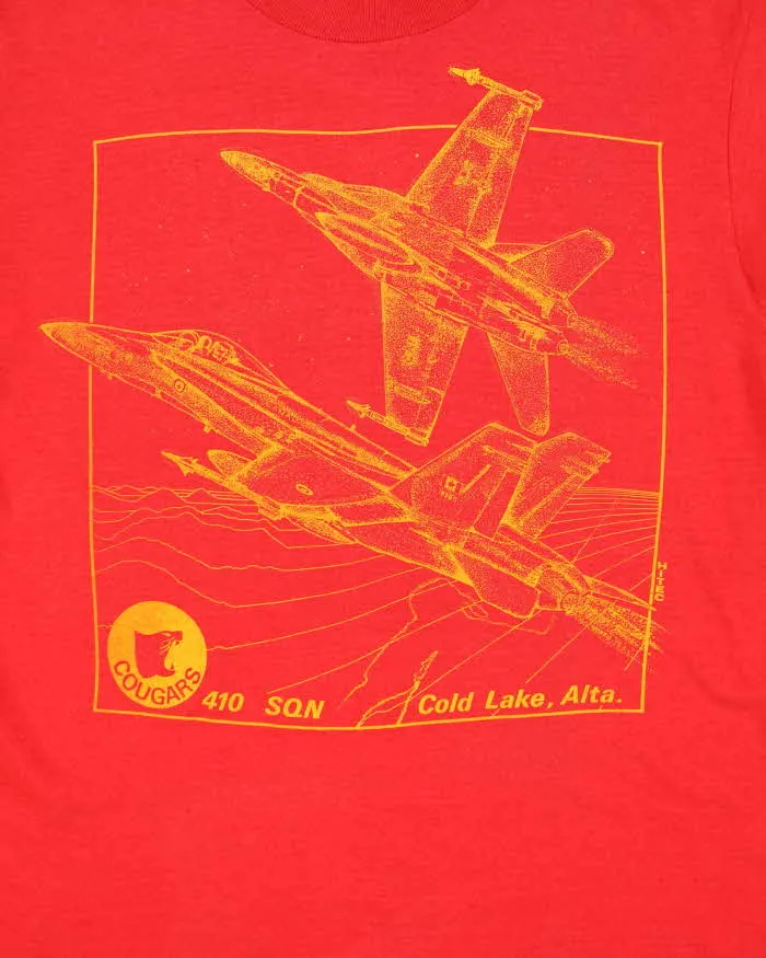 Vintage 90s Red Screen Stars Cougars Jet Print T-Shirt - M sold by Rokit product image thumbnail 3