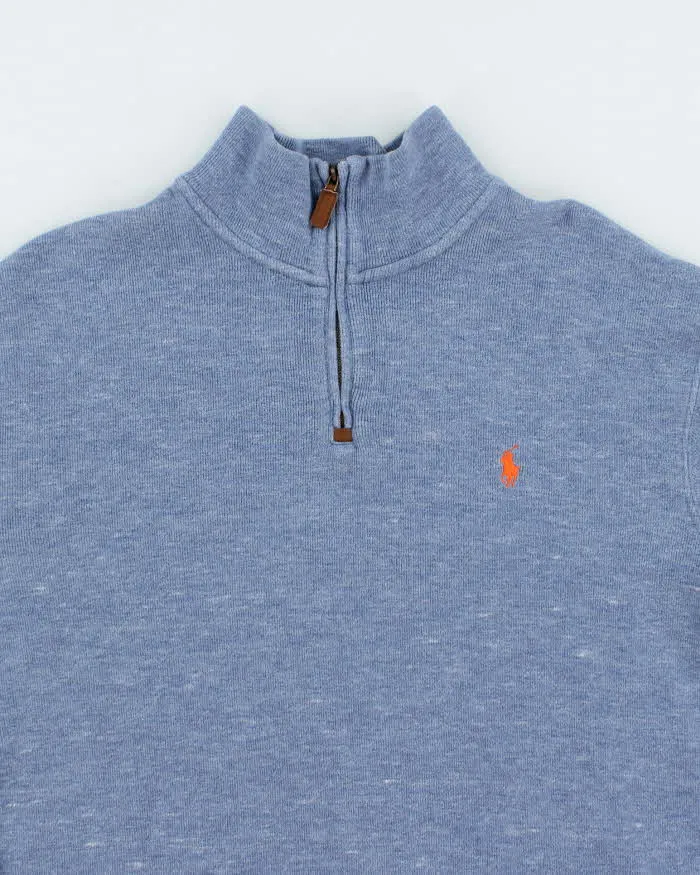 Vintage Ralph Lauren Small Horse Embroidered Quarter Zip Sweatshirt - XL sold by Rokit product image thumbnail 3