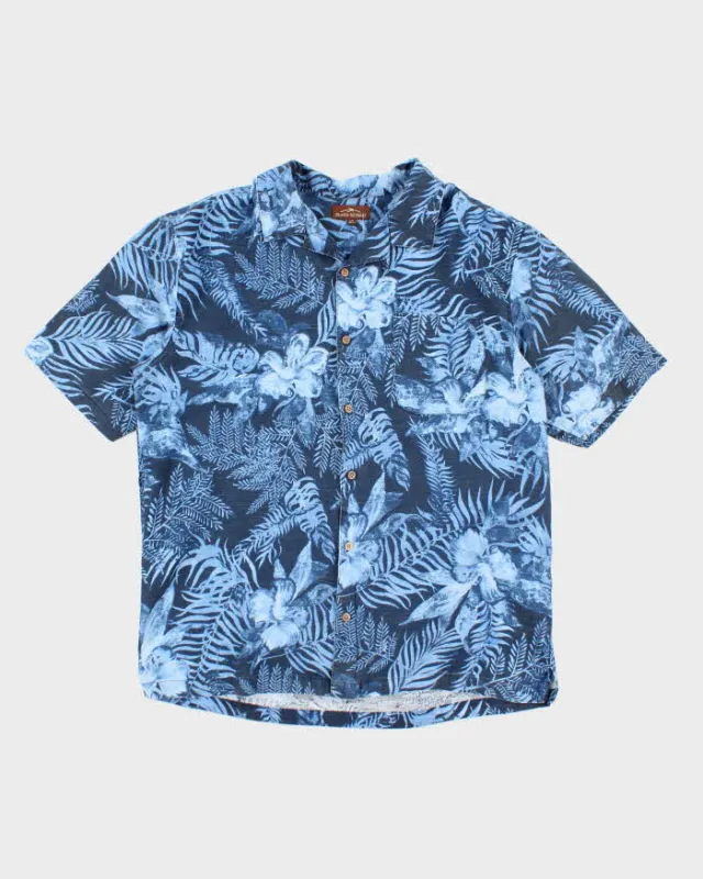 Vintage 2000s Island Retreat Blue Hibiscus Hawaiian Shirt - L sold by Rokit