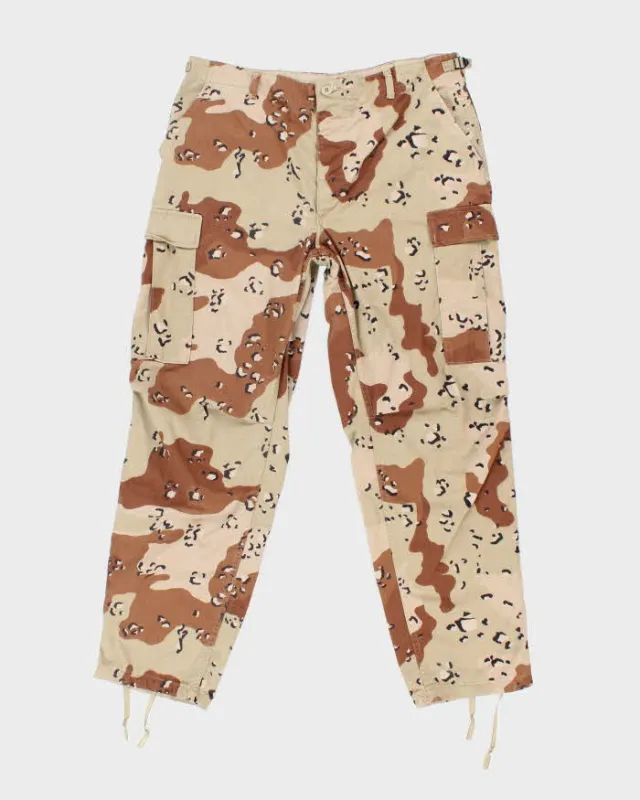 Vintage 90's Desert Chocolate Chip Camo Military Cargo Trousers - W36 L31 sold by Rokit