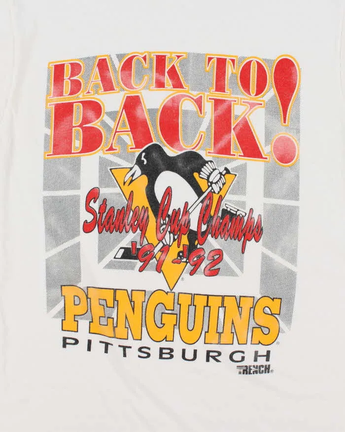 Vintage Early 90s White Pittsburg Penguins Stanley Cup Print T-Shirt - L sold by Rokit product image thumbnail 3
