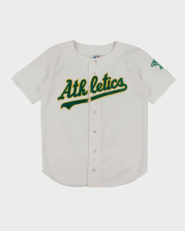 Vintage 90s Athletics White and Green Sports Jersey - XL sold by Rokit