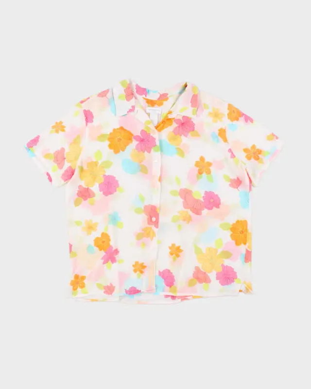 Women's Liz Claiborne White Floral Top - L sold by Rokit