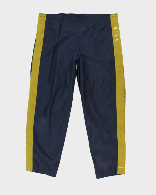 Men's Nike Side-Snap Navy and Olive Tracksuit Bottoms - L sold by Rokit