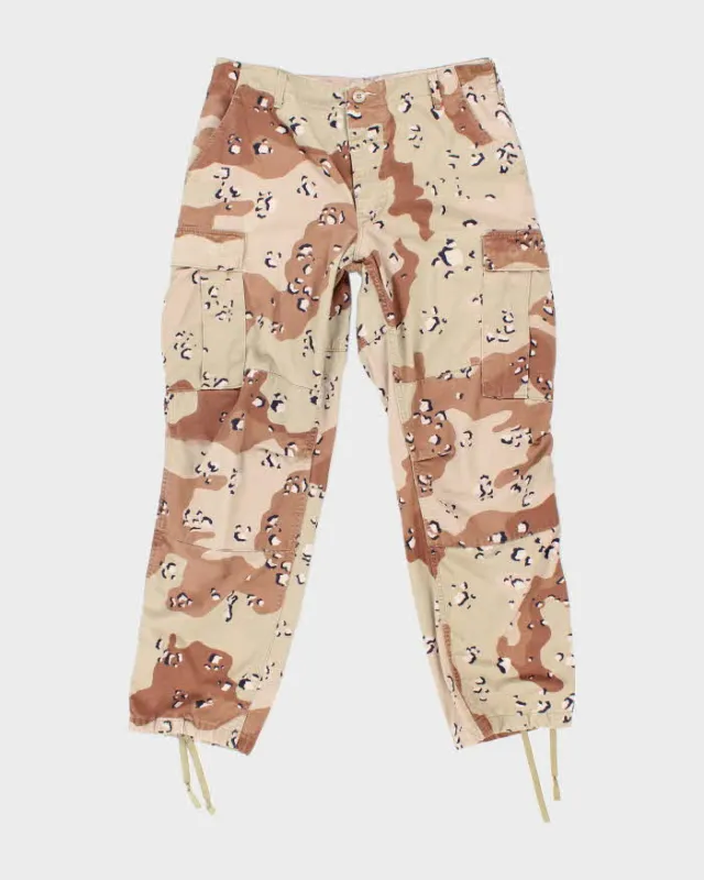 Vintage 90's Desert Chocolate Chip Camo Military Cargo Trousers - W32 L28 sold by Rokit