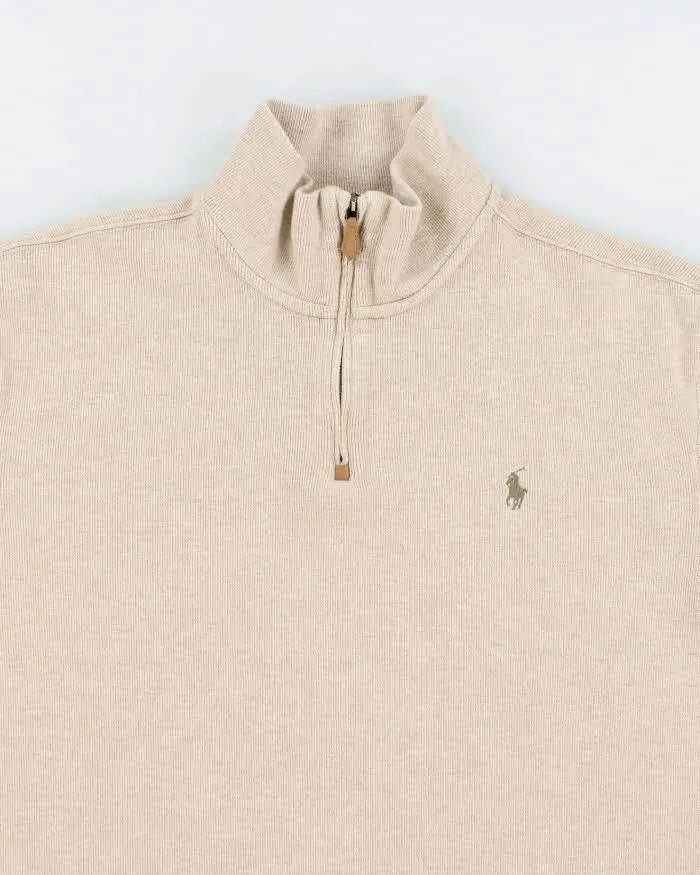 Vintage Ralph Lauren Small Horse Embroidered Quarter Zip Sweatshirt - L sold by Rokit product image thumbnail 3