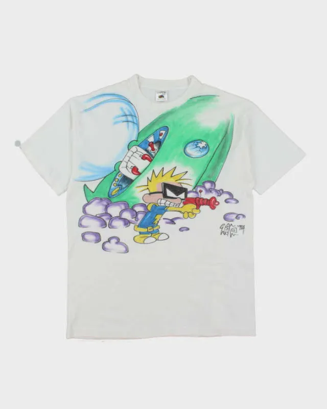 Vintage 90's Calvin & Hobbes Martian Graphic T-Shirt - XL sold by Rokit