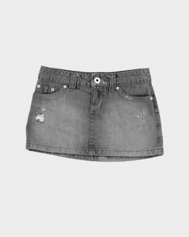 Vintage Y2K Garage Grey Stone Wash Denim Mini Skirt - S sold by Rokit