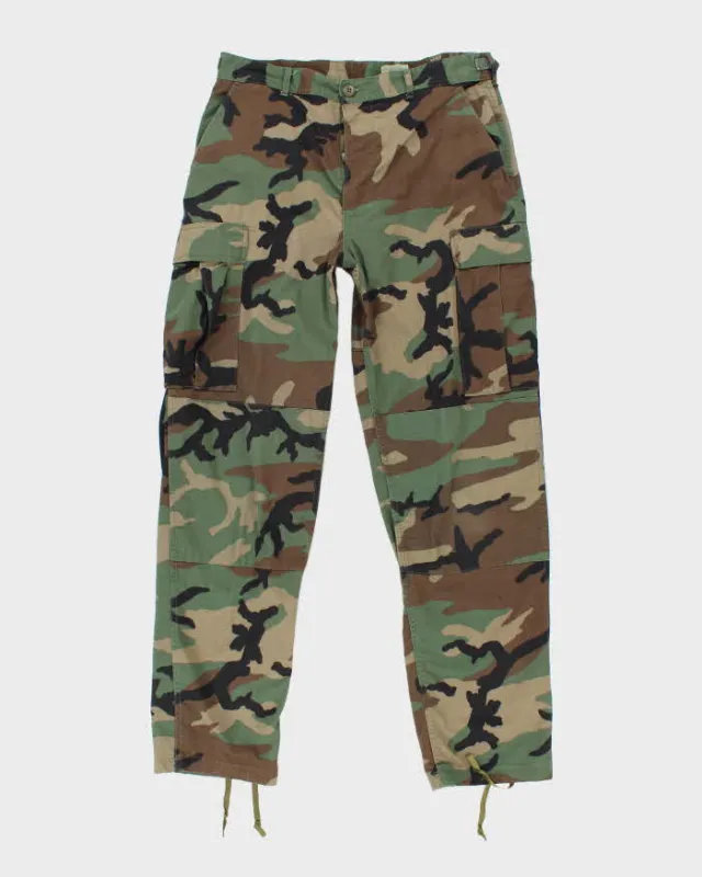 Vintage 90's Woodland Camouflage Military Cargo Trousers - W32 L32 sold by Rokit