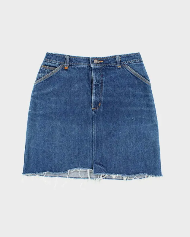 Vintage Y2K Chevalter Dark Wash Raw Hem Denim Skirt - M sold by Rokit