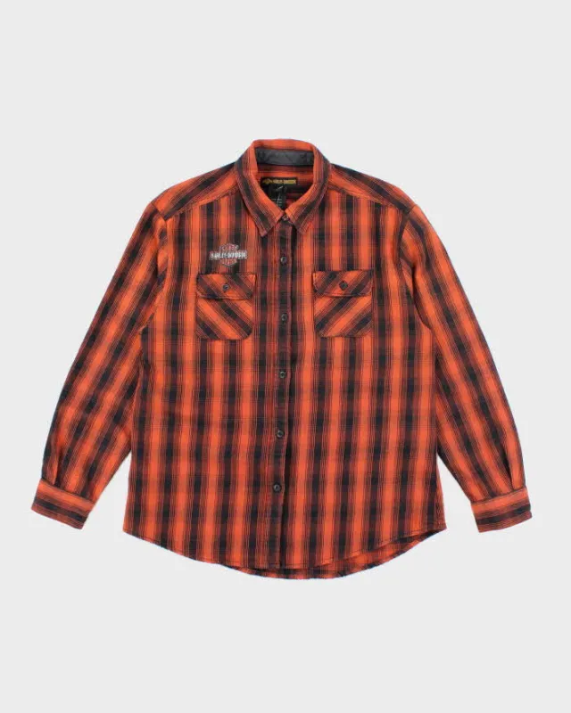 Vintage Y2K Harley Davidson Embroidered Flannel Shirt - L sold by Rokit